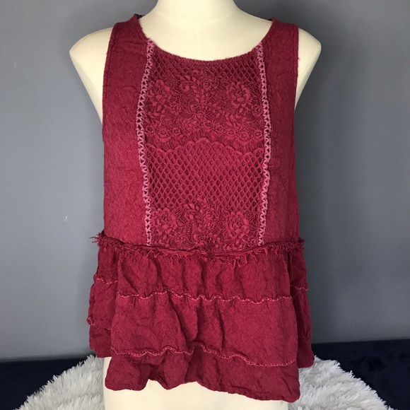 Knox Rose Tops - 3/$20  Knox Rose Red Ruffle Hem Top